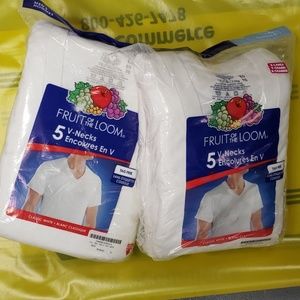 10 Pieces Fruit Of The Loom Men's V-Necks Size XL